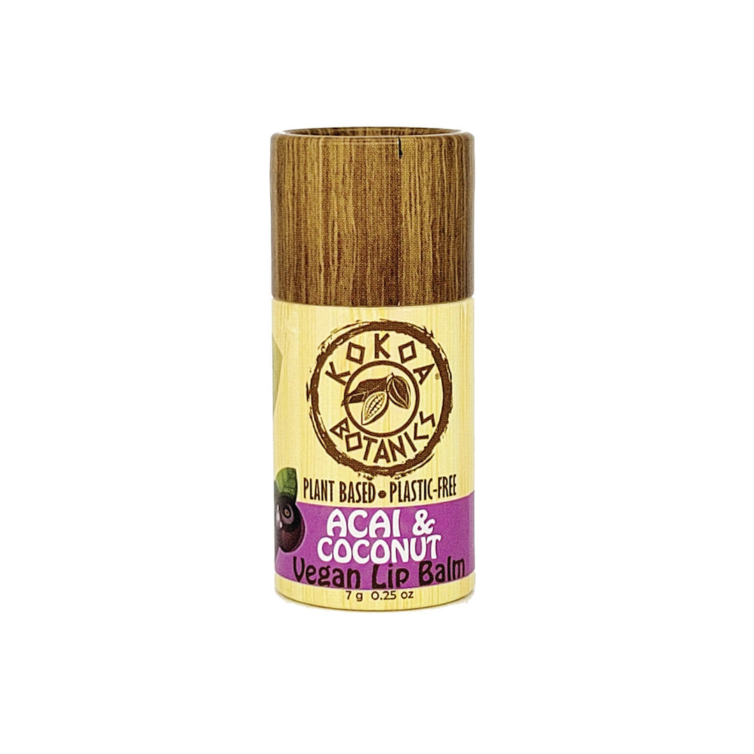 Acai and Coconut - Vegan Natural Lip Balm - Plastic Free .25 oz by Kokoa Botanics