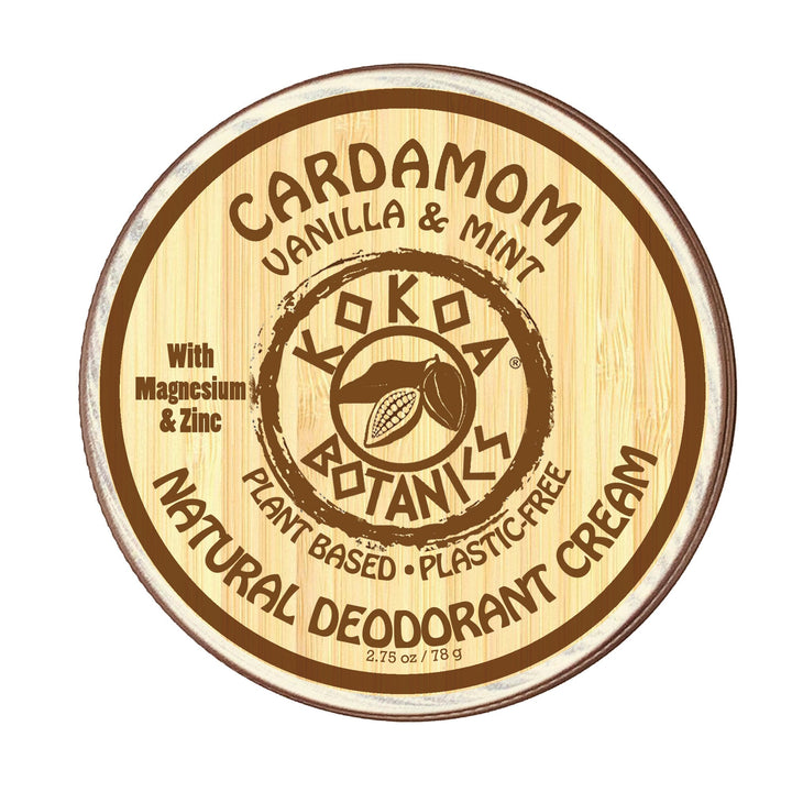CARDAMOM with VANILLA & MINT  - Natural Deodorant Cream - Aluminum-Free - 2.5 oz by Kokoa Botanics