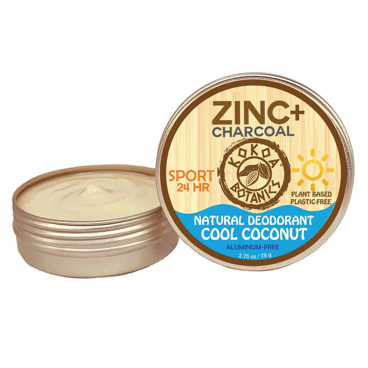 ZINC & CHARCOAL - Natural Deodorant Cream - Cool Coconut - Aluminum-free 2.75 oz by Kokoa Botanics