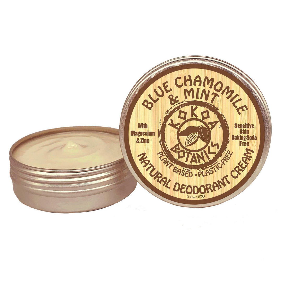 BLUE CHAMOMILE & MINT- Natural Deodorant Cream - Sensitive Skin – Baking Soda -Free  2 oz - kokoabotanics