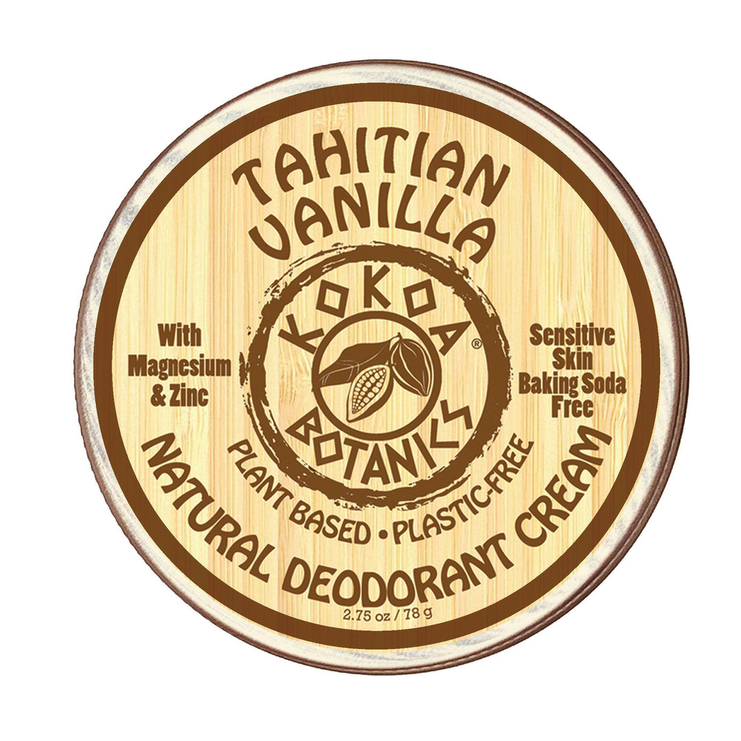 TAHATIAN VANILLA - Natural Deodorant Cream - Sensitive Skin - Baking Soda Free  - 2.5 oz by Kokoa Botanics