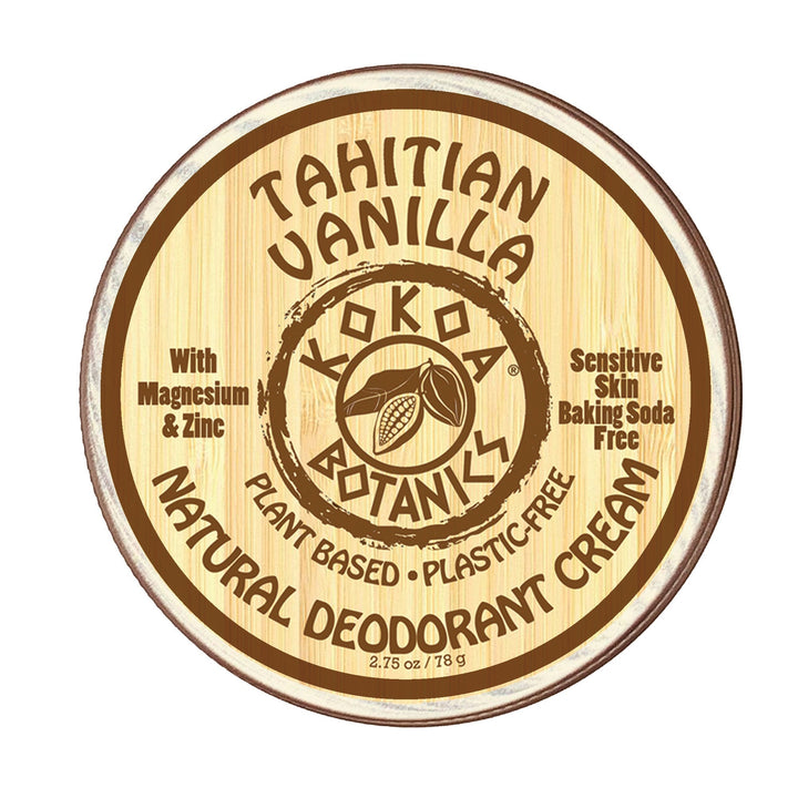 TAHATIAN VANILLA - Natural Deodorant Cream - Sensitive Skin - Baking Soda Free  - 2.5 oz by Kokoa Botanics