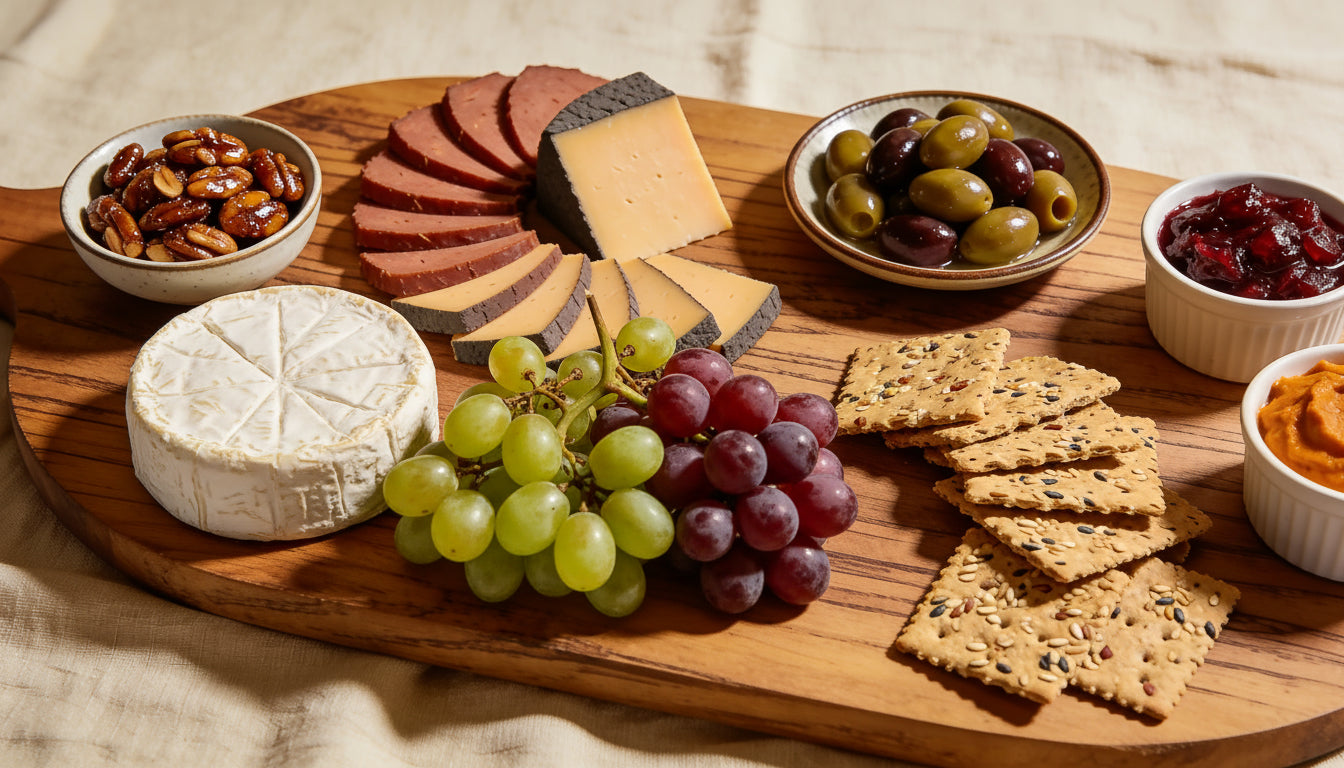 a plant-based holiday snack board
