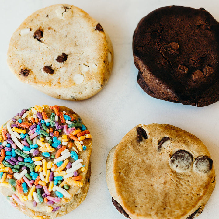 Vegan Gluten free nut free Rule Breaker Snacks Brownie Blondie Birthday Cake and Nut free P'Nutter Chocolate Chip blondie