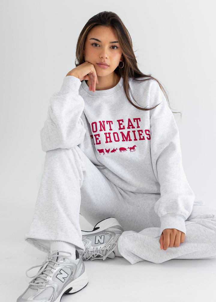 HEATHER VARSITY CREWNECK by Don't Eat The Homies