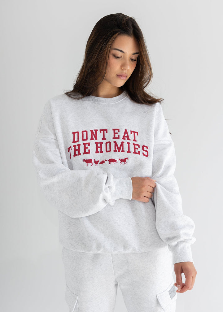 HEATHER VARSITY CREWNECK by Don't Eat The Homies