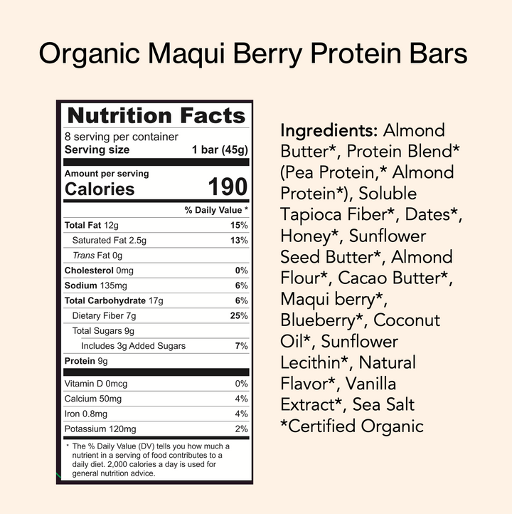 Maqui Berry + Vanilla Protein Bar (8 Pk) by TUSOL Wellness