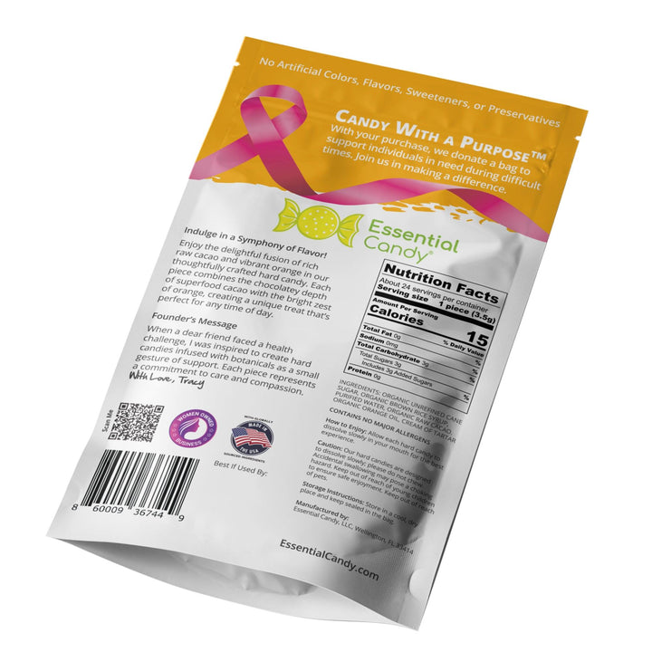 Cacao Chocolate, Orange Functional Hard Candy, Essential Candy