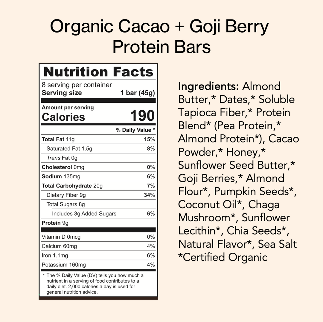 Cacao + Goji Berry Protein Bar (8 Pk) by TUSOL Wellness