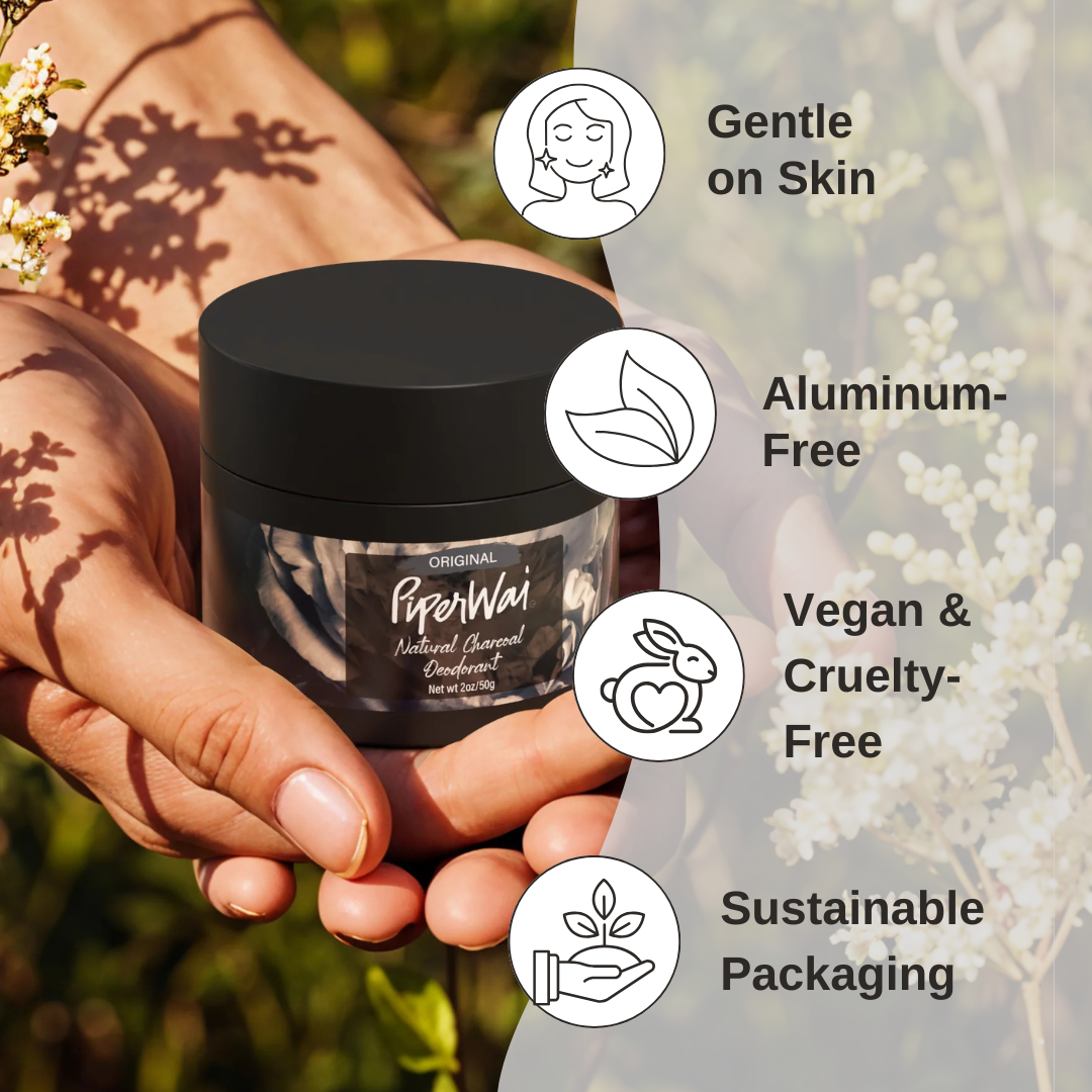 Natural Deodorant Cream without Aluminum, Activated Charcoal by PiperWai Natural Deodorant