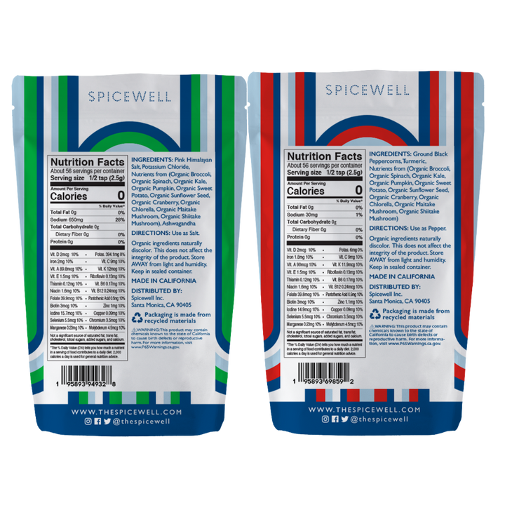 Spicewell - Product - Superfood New Salt And New Pepper Pouch Duo - Back With Ingredients List And Nutrition Information