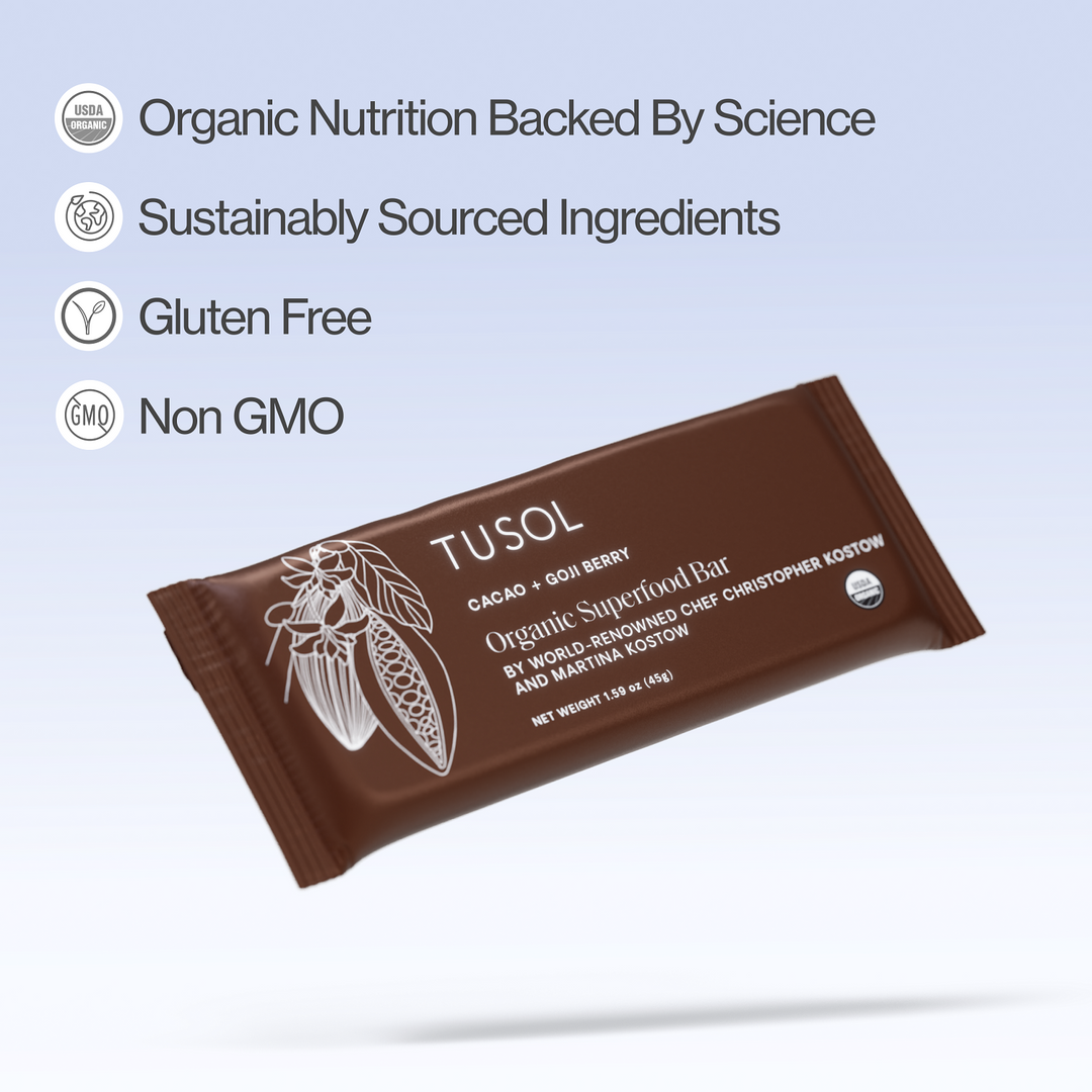 Organic Cacao + Goji Berry Protein Bars (32 Pk) by TUSOL Wellness
