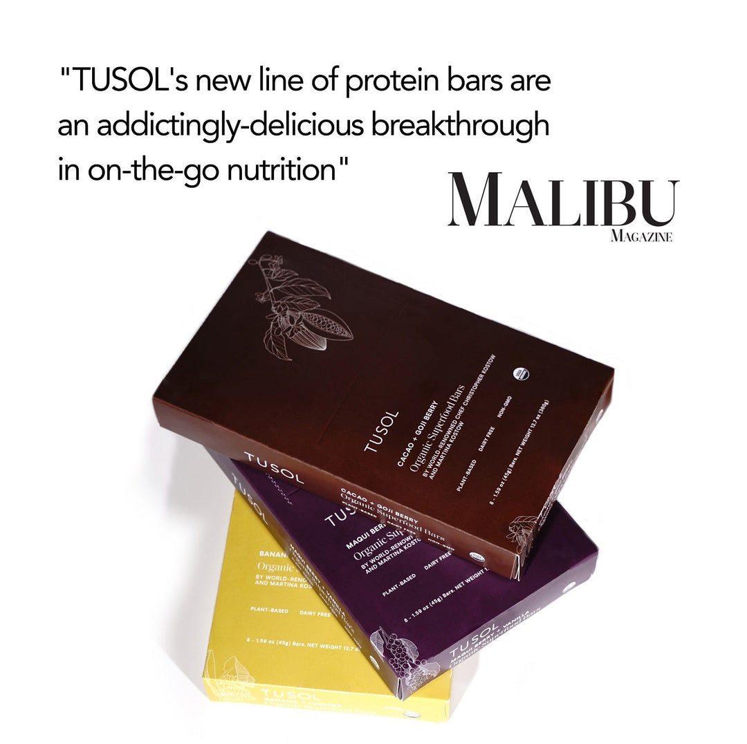 Organic Cacao + Goji Berry Protein Bars (32 Pk) by TUSOL Wellness