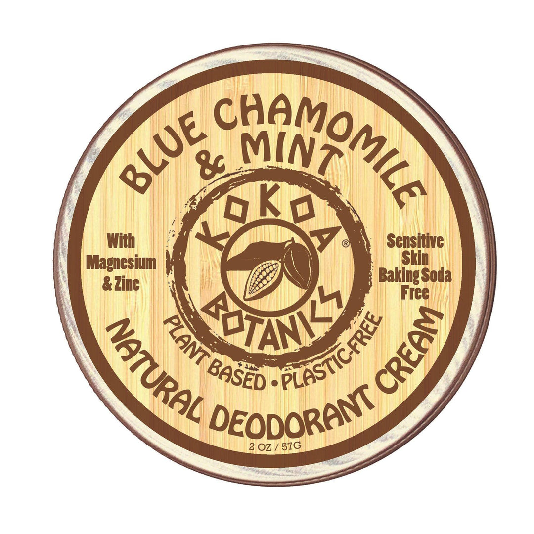 BLUE CHAMOMILE & MINT- Natural Deodorant Cream - Sensitive Skin – Baking Soda -Free  2 oz - kokoabotanics
