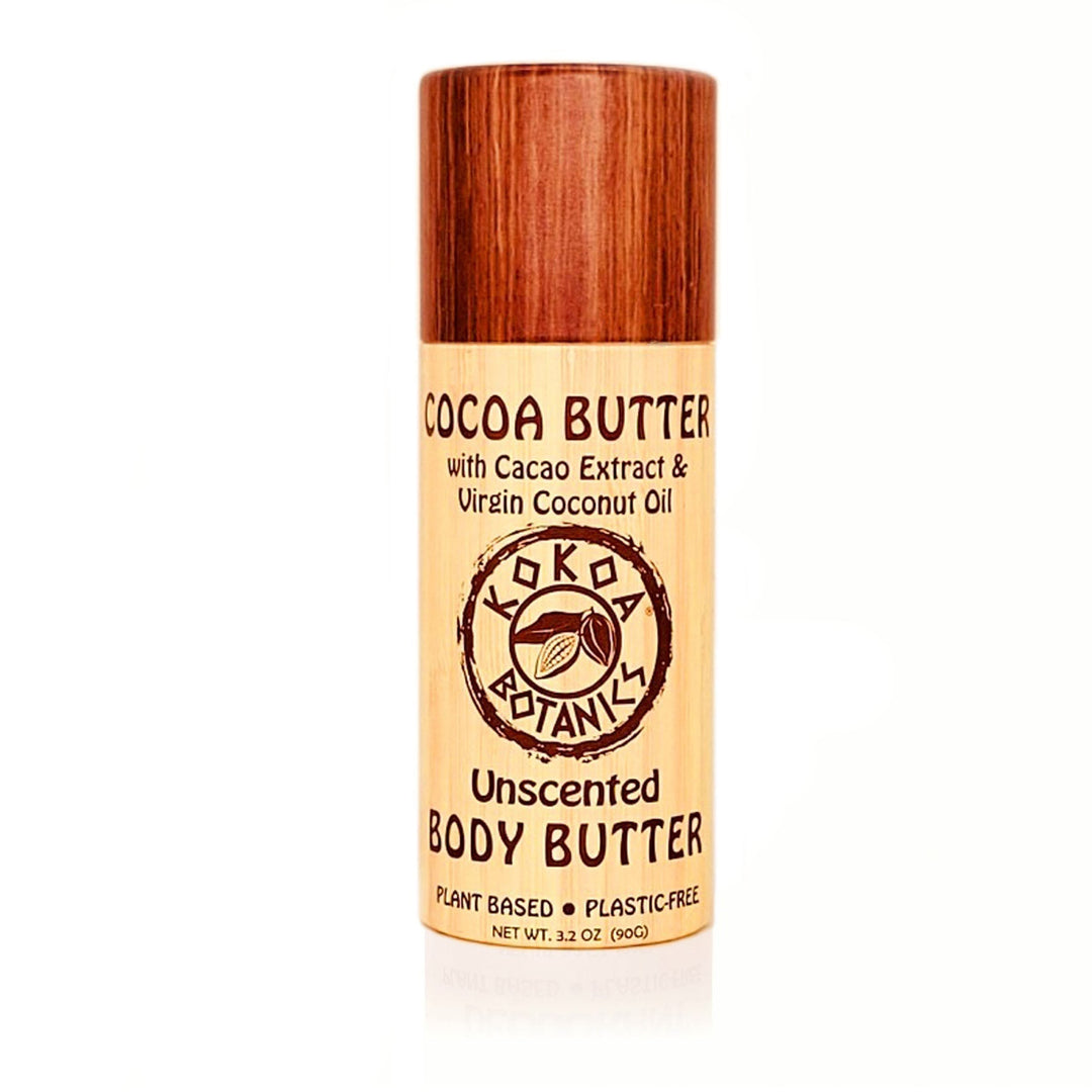 Cocoa Butter Lotion Bar with Virgin Coconut Oil – Unscented – Plastic-Free 3.2 oz by Kokoa Botanics
