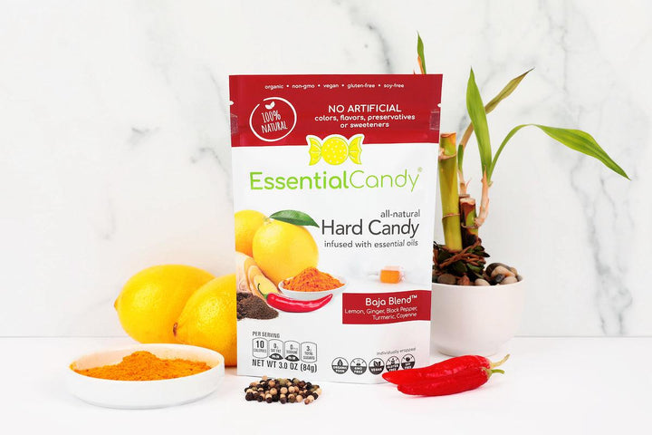 Complete Blend Functional Hard Candy with Lemon, Ginger, Black Pepper, Turmeric, Burdock Root, Cayenne - Essential Candy
