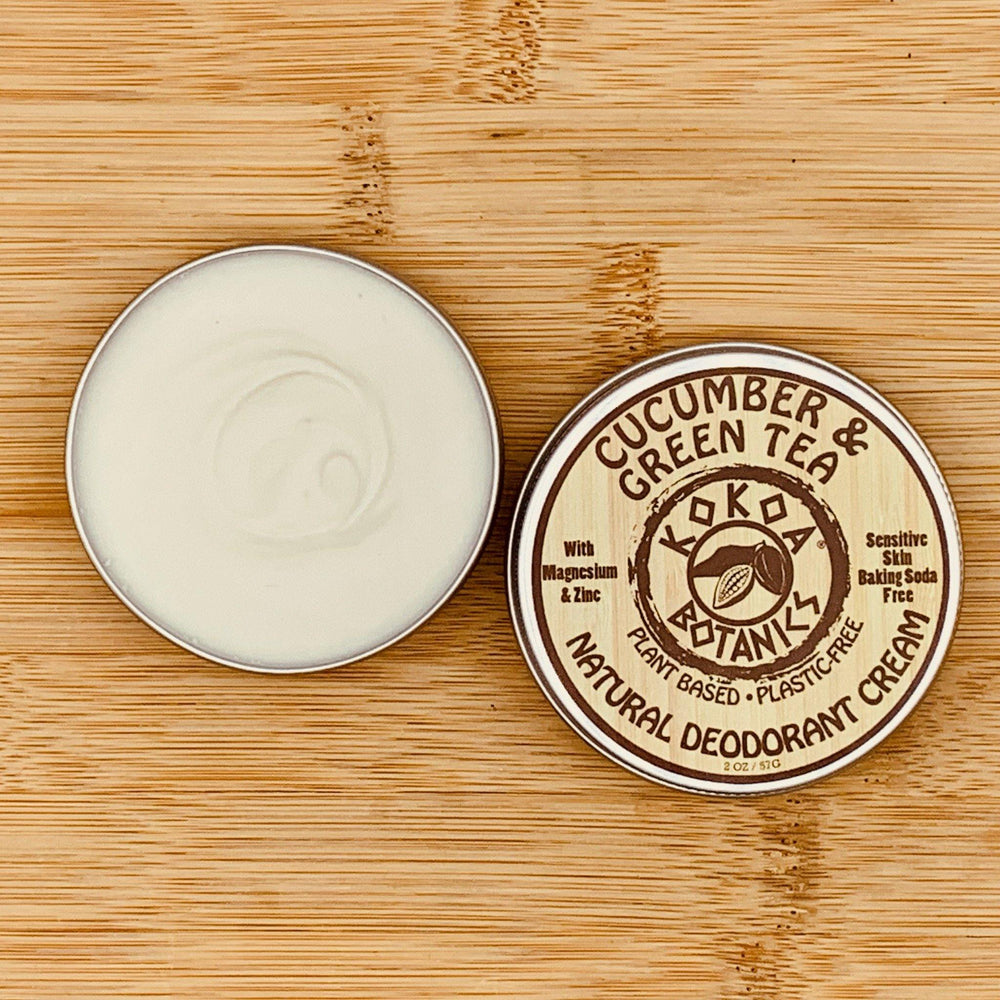 Natural Deodorant Paste - Cucumber & Green Tea - Sensitive Skin - Aluminum Free - Baking Soda Free  - 2 oz - kokoabotanics