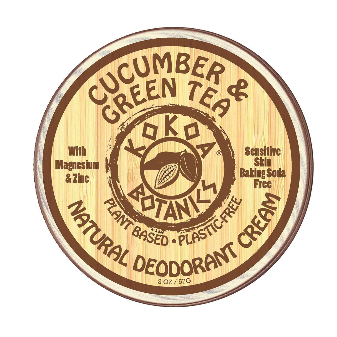 Natural Deodorant Paste - Cucumber & Green Tea - Sensitive Skin - Aluminum Free - Baking Soda Free  - 2 oz - kokoabotanics