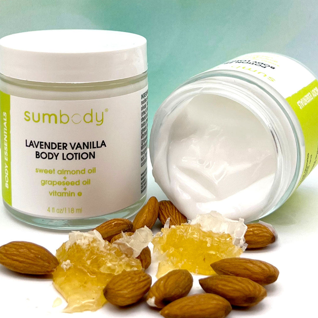 Seasonal Lavender Vanilla Body Lotion In Reusable Glass Jar by Sumbody Skincare