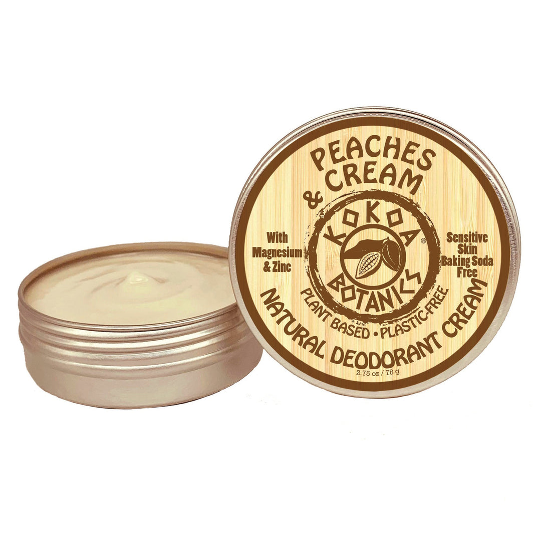 Peaches and Cream - Natural Deodorant Cream - Baking Soda Free  - 2.5 oz by Kokoa Botanics