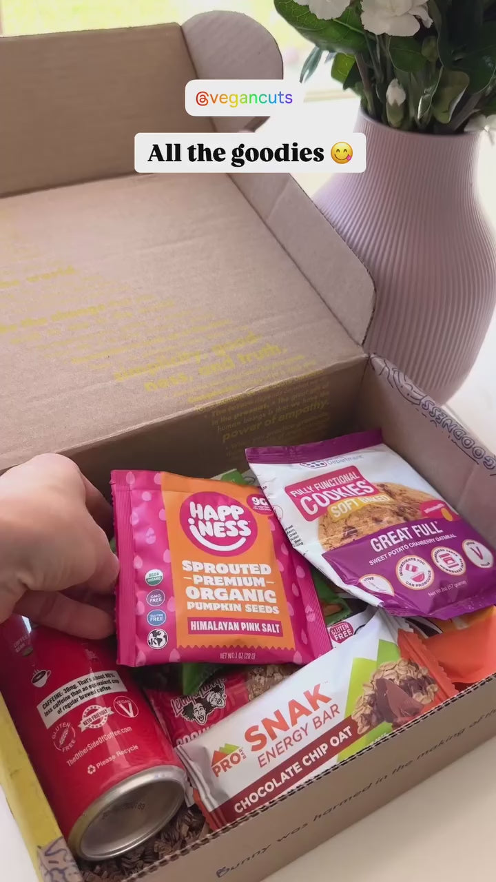 Vegancuts Snack Box Subscription - 10+ Vegan Snacks, Meal Items, & Beverages Each Month!