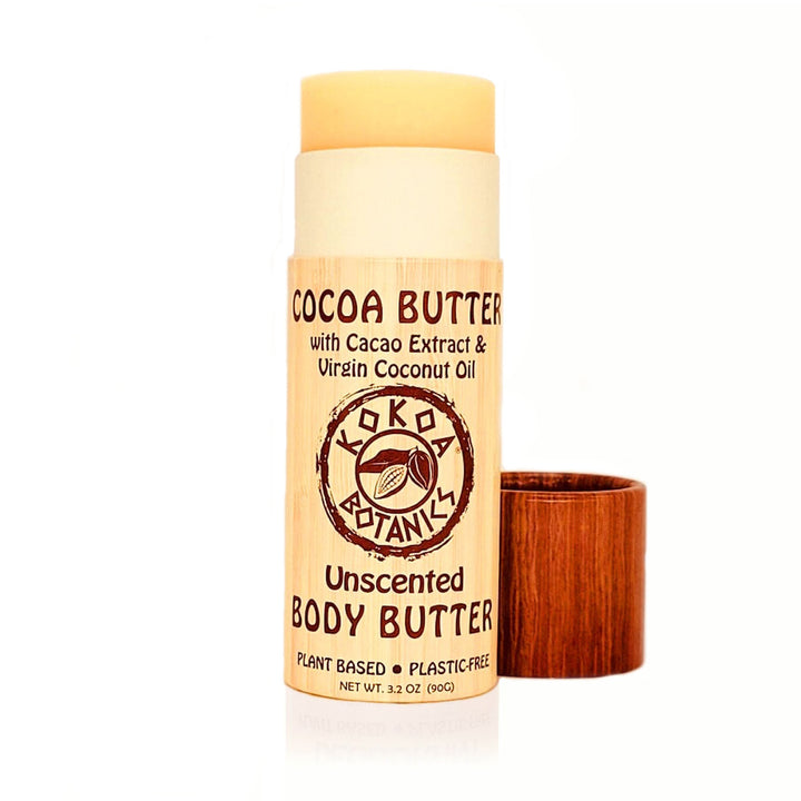 Cocoa Butter Lotion Bar with Virgin Coconut Oil – Unscented – Plastic-Free 3.2 oz by Kokoa Botanics