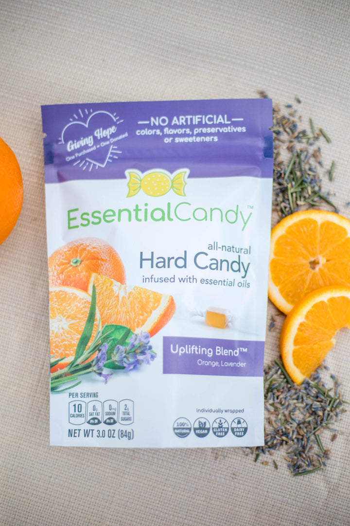 Uplifting Blend Functional Hard Candy with Orange, Lavender, Ashwagandha, Skullcap - Essential Candy