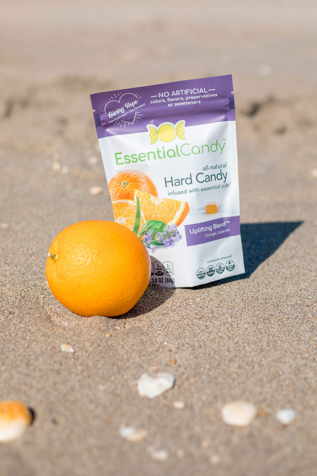 Uplifting Blend Functional Hard Candy with Orange, Lavender, Ashwagandha, Skullcap - Essential Candy