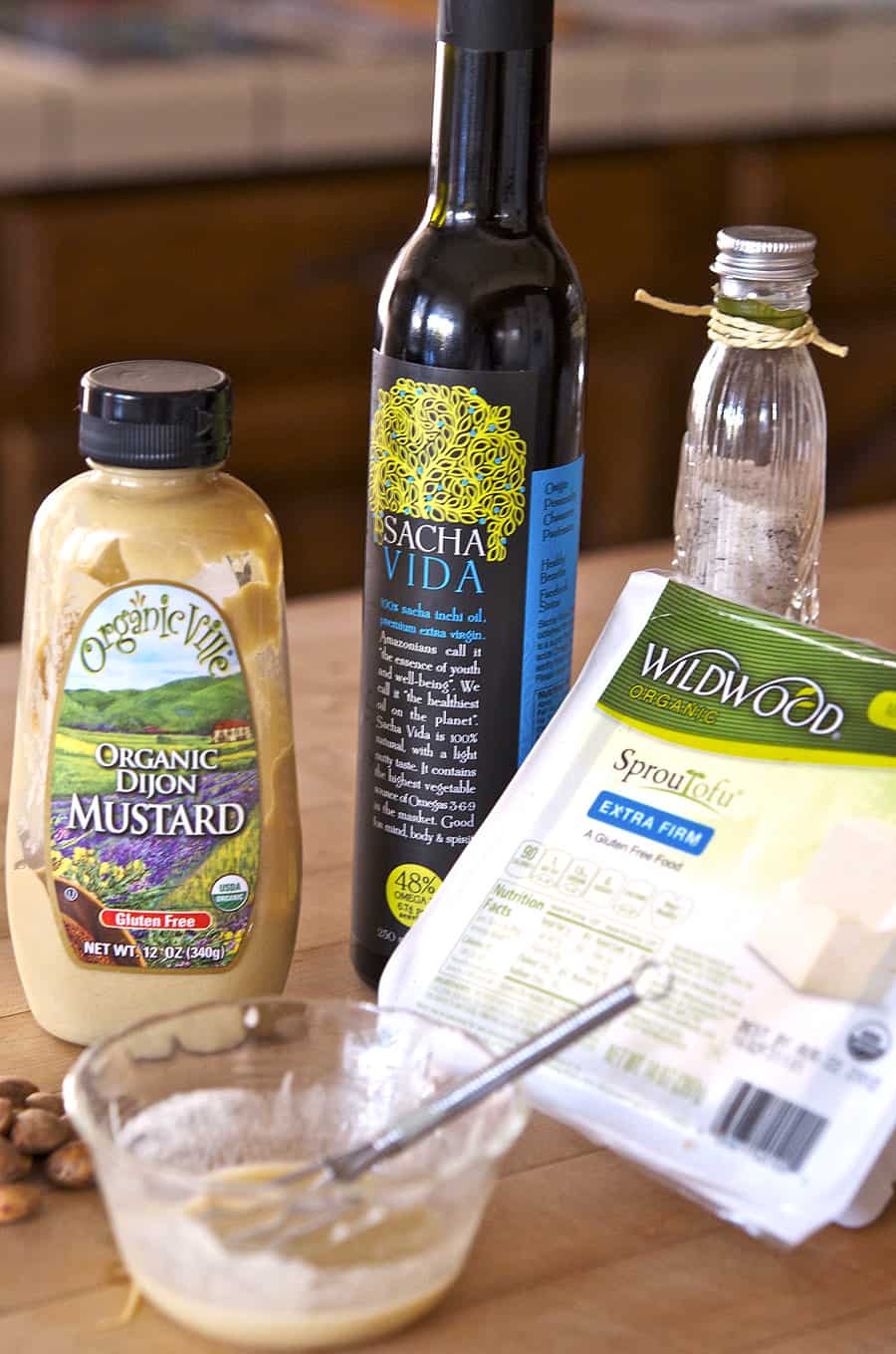 Making Sacha Inchi Vegan Crusted lemon Mustard Tofu