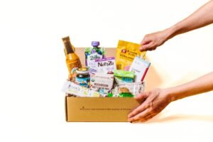 vegan gift basket full of snacks